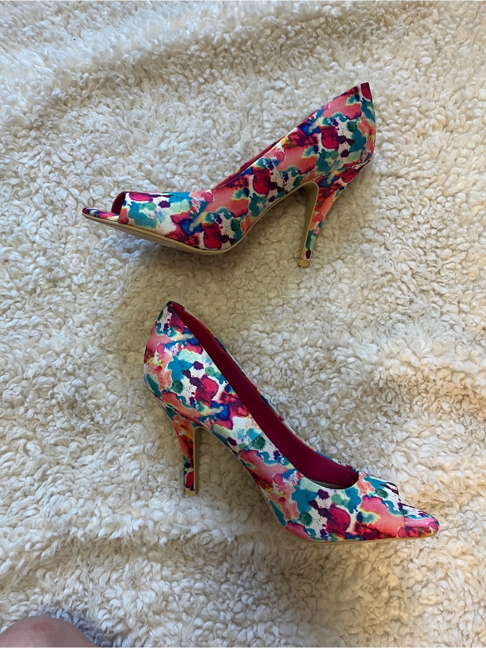 Christian Siriano for Payless Floral Multi-Color Peep-Toe High Heels 11